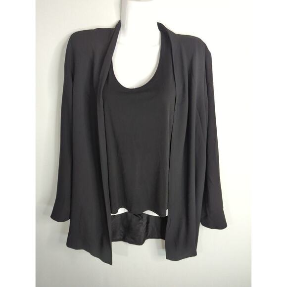 Eileen Fisher Black Open Cardigan & Silk Tank Top 2‎ pc. Set Women's Small - Picture 1 of 13